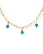 Collier Gouttes en Argent doré & Turquoise