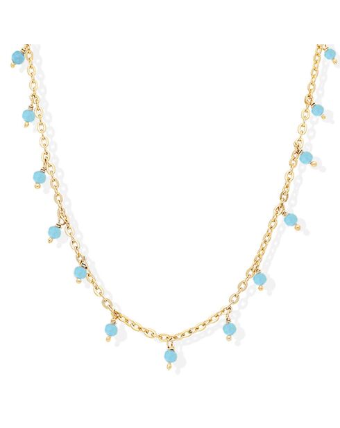 Collier Gouttes en Argent doré & Turquoise