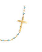 Collier Croix en Argent doré & Turquoise