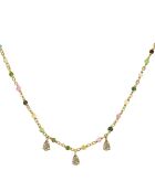 Collier Gouttes en Argent doré & Multi Tourmaline