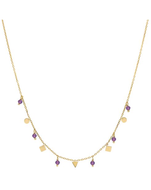 Collier Géométrique en Argent doré & Améthyste