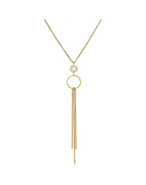Collier Chaînes en Argent doré & Pierre de Lune