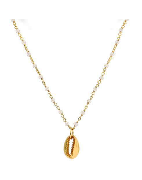 Collier Coquillage en Argent doré & Pierre de Lune