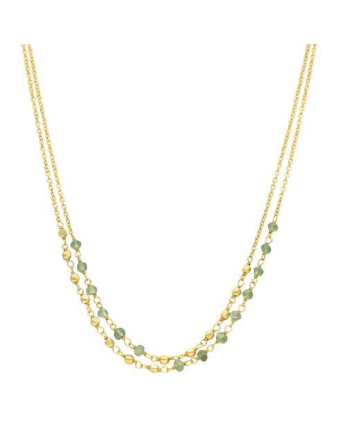 Collier Double Chaîne en Argent doré & Aventurine