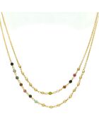 Collier Double Chaîne en Argent doré & Multi Tourmaline