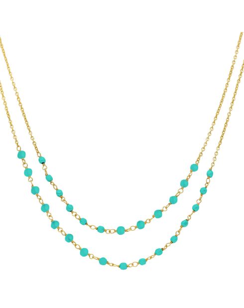 Collier Double Chaîne en Argent doré & Turquoise
