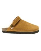 Sabots fourrés en Velours de Cuir Adam camel