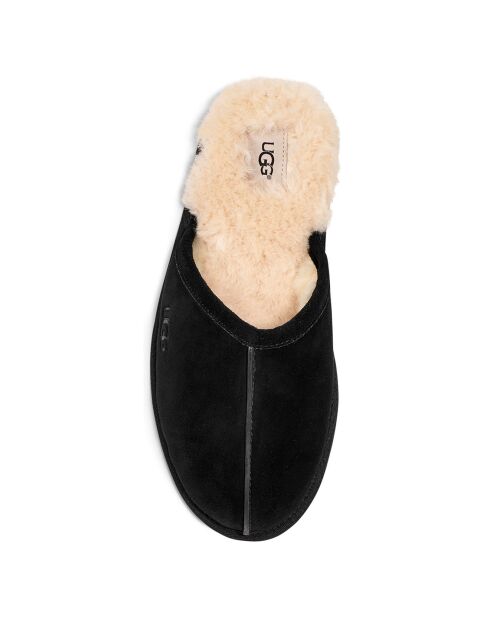 Chaussons en Velours de Cuir fourrés Scuff noirs