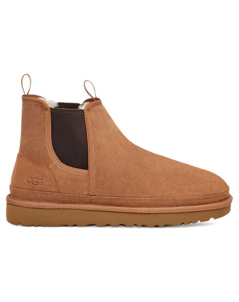 Botas Chelsea de piel aterciopelada con forro beige de Neumel