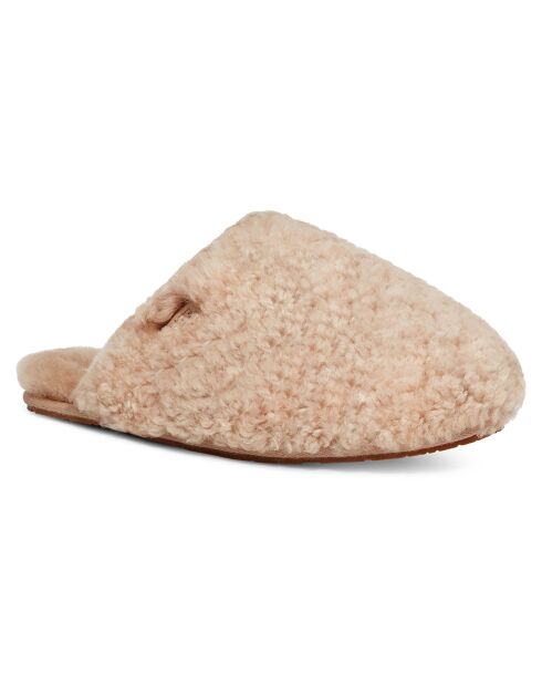 Chaussons en Peau de Mouton Maxi Curly beiges