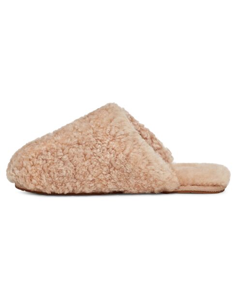 Chaussons en Peau de Mouton Maxi Curly beiges