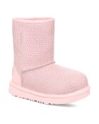 Boots en Velours de Cuir fourrées Classic II Gel Hearts roses