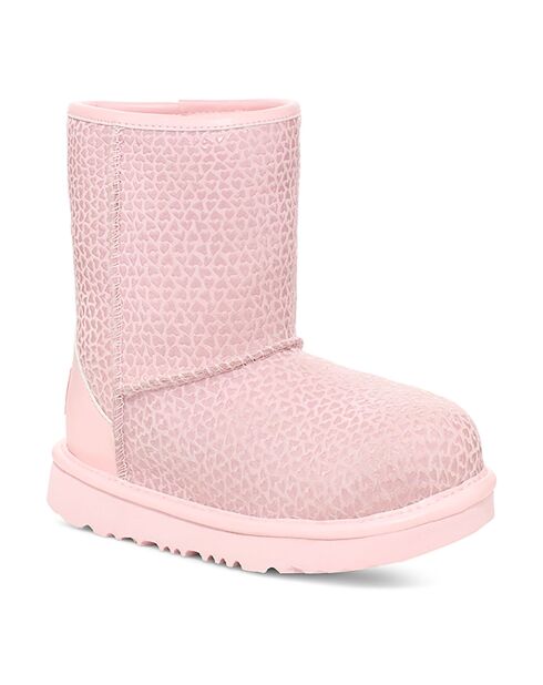 Boots en Velours de Cuir fourrées Classic II Gel Hearts roses