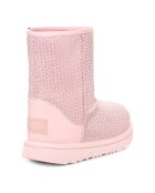 Boots en Velours de Cuir fourrées Classic II Gel Hearts roses