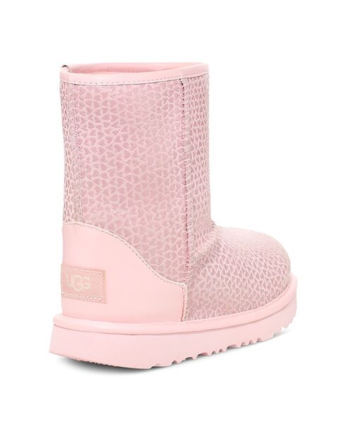 Boots en Velours de Cuir fourrées Classic II Gel Hearts roses