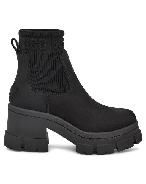 Chelsea boots en Velours de Cuir Brooklyn noires - Talon 7.6 cm