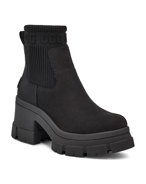 Chelsea boots en Velours de Cuir Brooklyn noires - Talon 7.6 cm