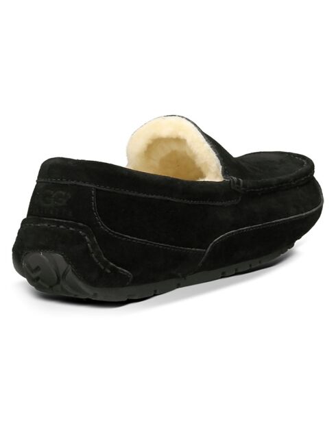 Chaussons en Velours de Cuir fourrés Ascot noirs