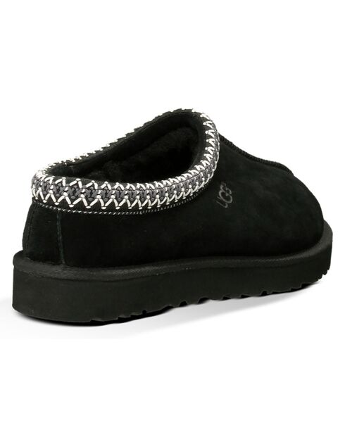 Pantofole nere in velluto con imbottitura in pelle Tasman