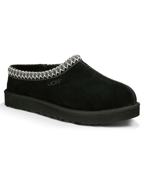 Pantofole nere in velluto con imbottitura in pelle Tasman