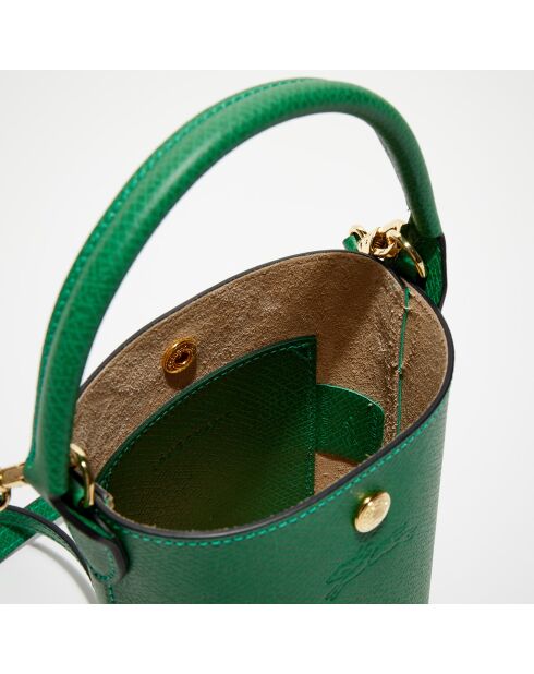 Sac Seau en Cuir S Épure vert  - 17x22.5x17 cm