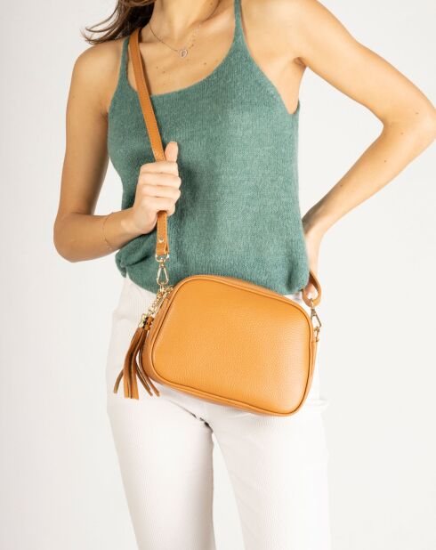 Borsa a tracolla Lizz in pelle cognac - 23x7x17 cm