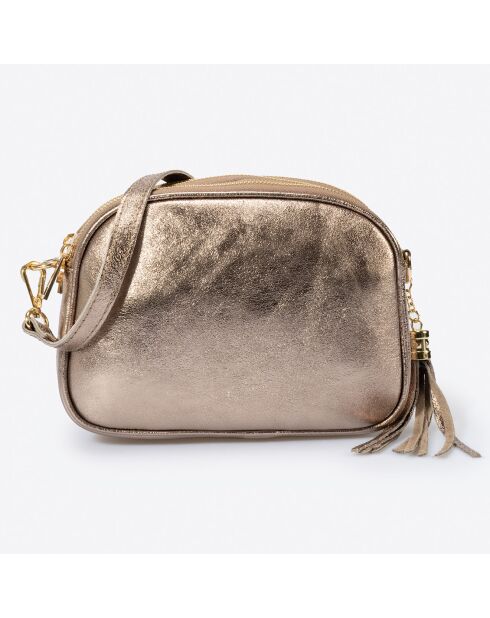 Sac bandoulière en Cuir Lizz bronze - 23x7x17 cm