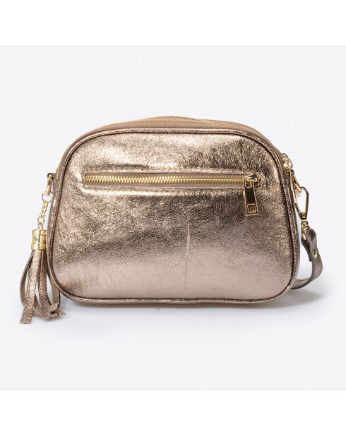 Sac bandoulière en Cuir Lizz bronze - 23x7x17 cm