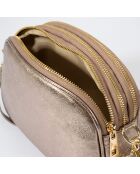 Sac bandoulière en Cuir Lizz bronze - 23x7x17 cm