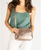 Sac bandoulière en Cuir Lizz bronze - 23x7x17 cm