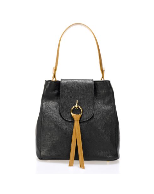 Bolso de piel negro - 30x15x37 cm