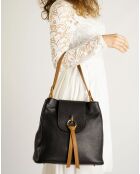Bolso de piel negro - 30x15x37 cm