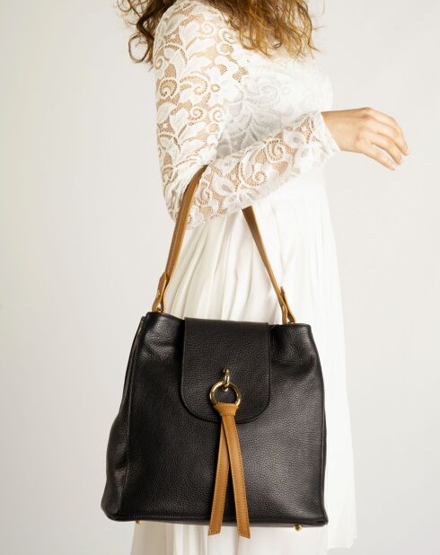 Bolso de piel negro - 30x15x37 cm