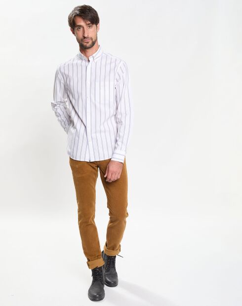 Pantalon Slim Fit en Velours côtelé ocre