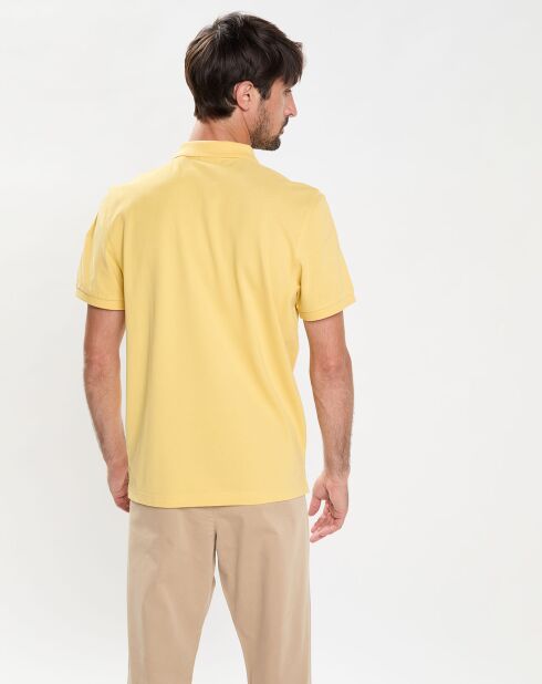 Polo Regular Fit uni piqué jaune clair