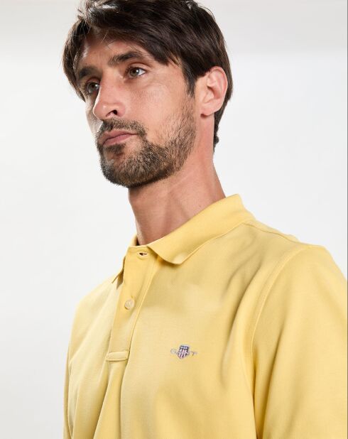 Polo Regular Fit uni piqué jaune clair