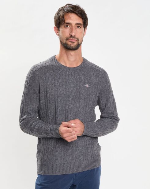 Pull en Laine mélangée Cable gris
