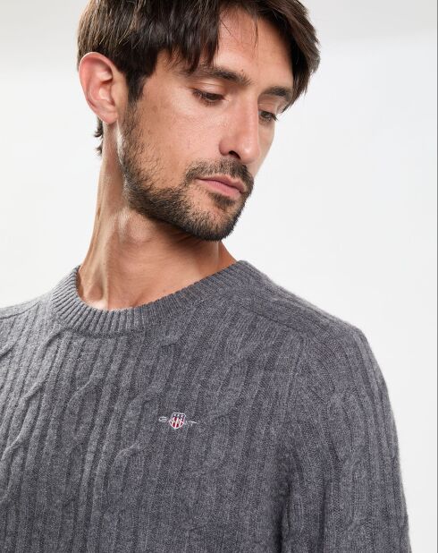 Pull en Laine mélangée Cable gris