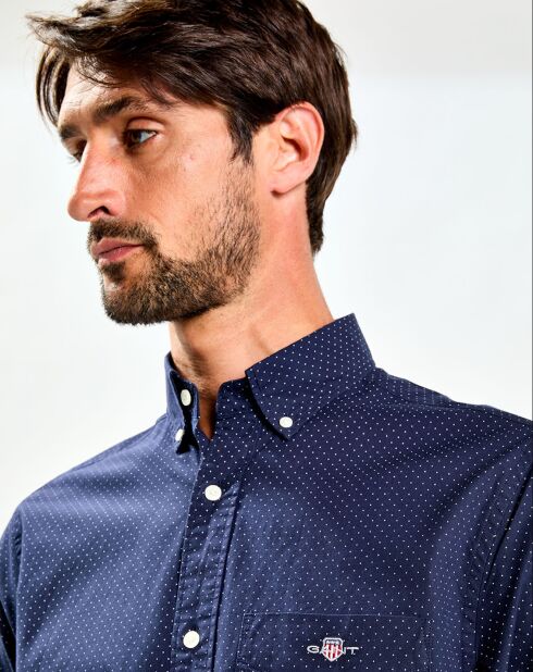 Chemise Regular Fit Popeline à pois bleu foncé