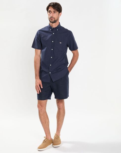 Chemise Regular Fit Popeline à pois bleu foncé