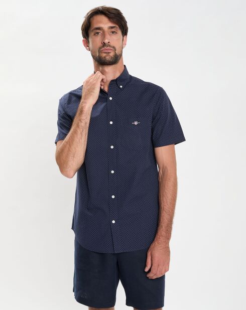 Chemise Regular Fit Popeline à pois bleu foncé