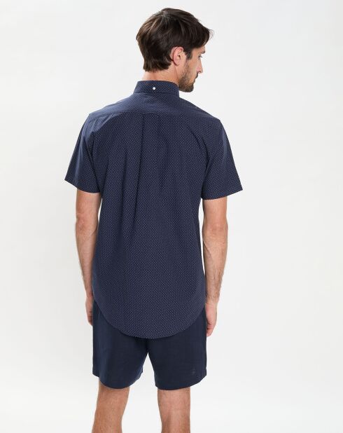 Chemise Regular Fit Popeline à pois bleu foncé