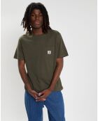 T-Shirt 100% Coton Bio Basic Pocket Label vert foncé