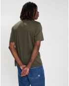 T-Shirt 100% Coton Bio Basic Pocket Label vert foncé