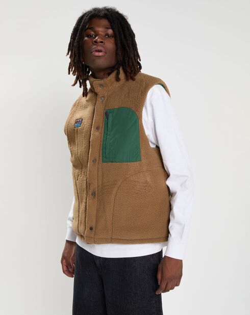 Veste sans manches réversible Sherpa Trekka vert/beige