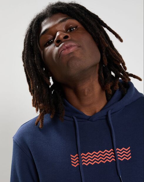 Sweat à capuche Wave bleu marine