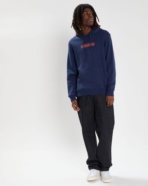 Sweat à capuche Wave bleu marine