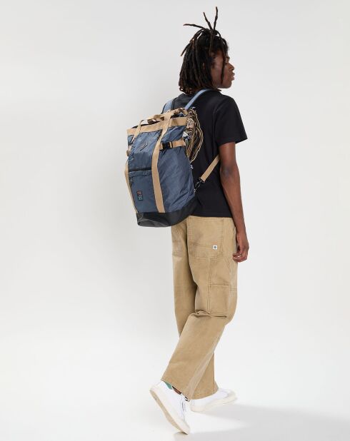 Sac à dos hybride Ferry Tote à carreaux bleu marine - 51x49x29 cm