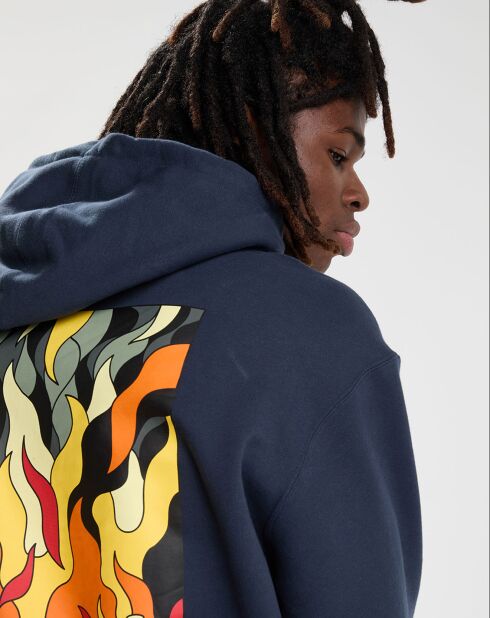 Sweat à capuche Fire bleu marine