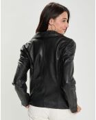 Veste en Cuir d'Agneau Blaza noire
